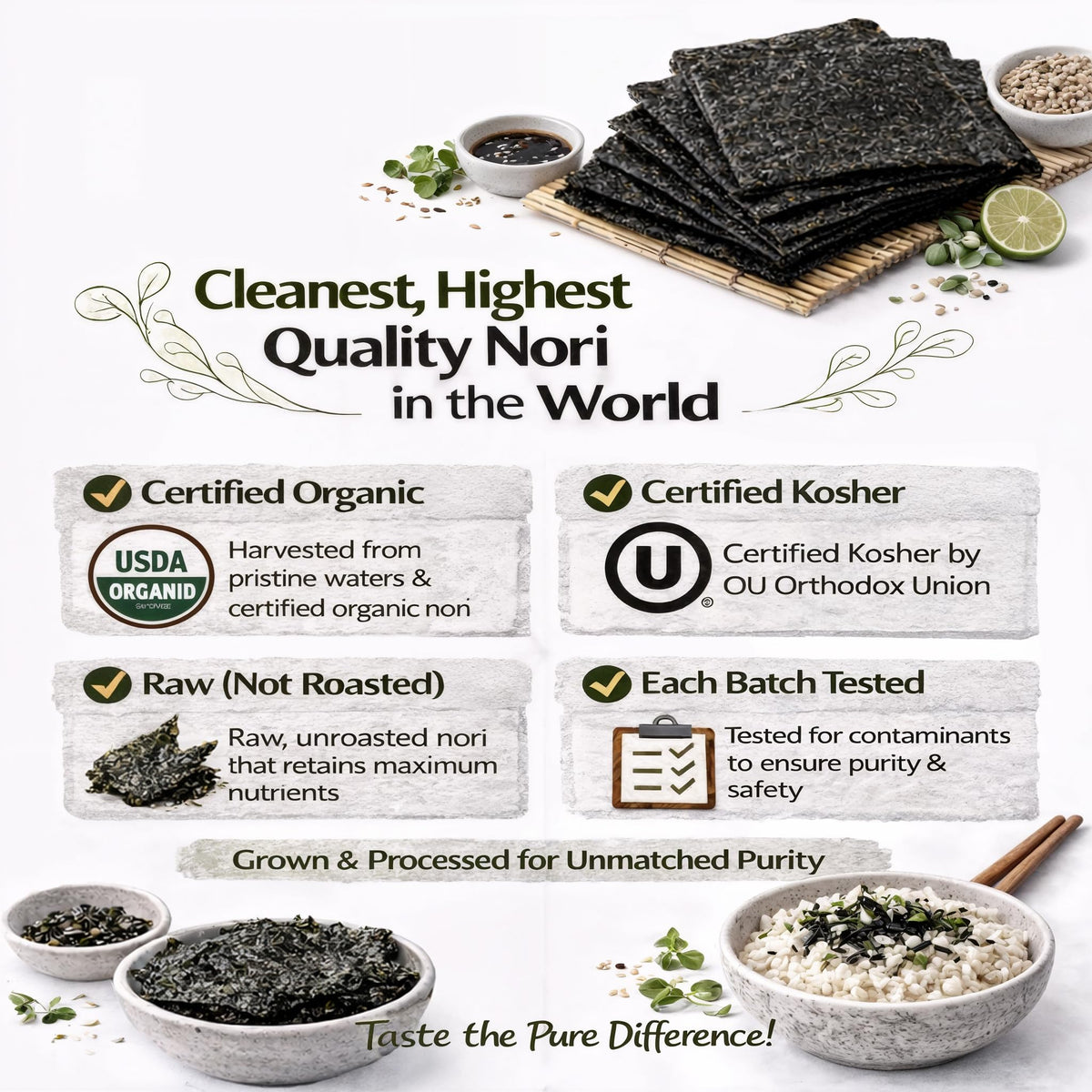 Rawnori sushi wrap nori sheets closeup, premium flavor for homemade rolls.