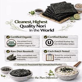 Rawnori sushi wrap nori sheets closeup, premium flavor for homemade rolls.