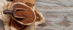 Rawseed Brown Teff cooking bowl, ready for a cozy meal preparation.