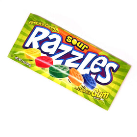 Razzles box 24 bags open-pack showcasing individual pouches.