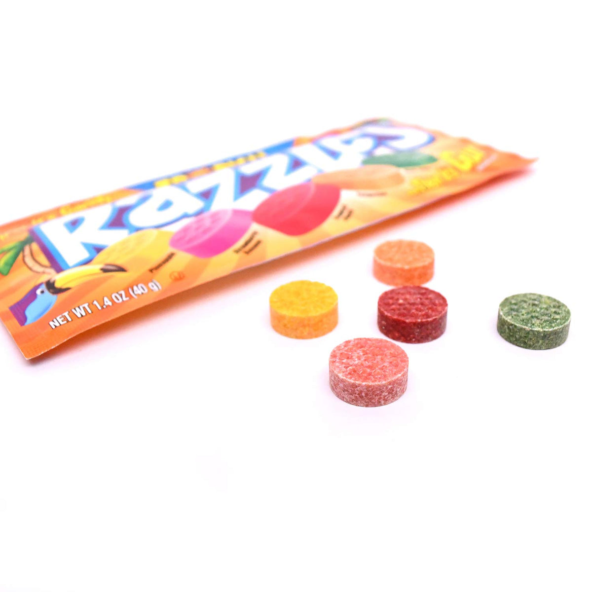 Razzles Tropical candy to gum transition visual