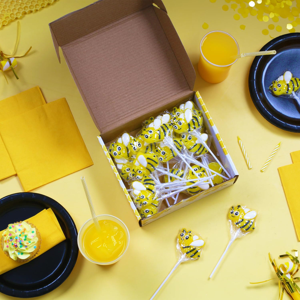 RBBZ Party Bee Candy lemon sucker individually wrapped for easy party favors