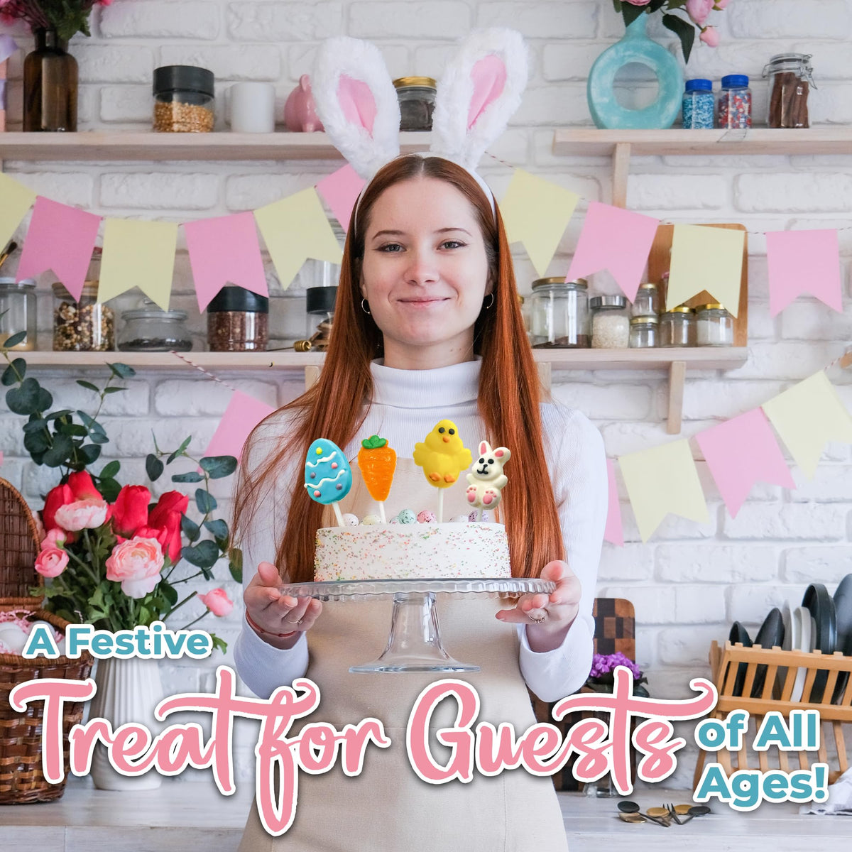 RBBZ Party Easter candy dish ideas featuring colorful lollipops