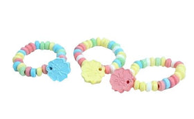 RBBZ Party Candy Flowers bracelet close-up showing candy blooms, perfect for luau decorations and Easter egg hunts.