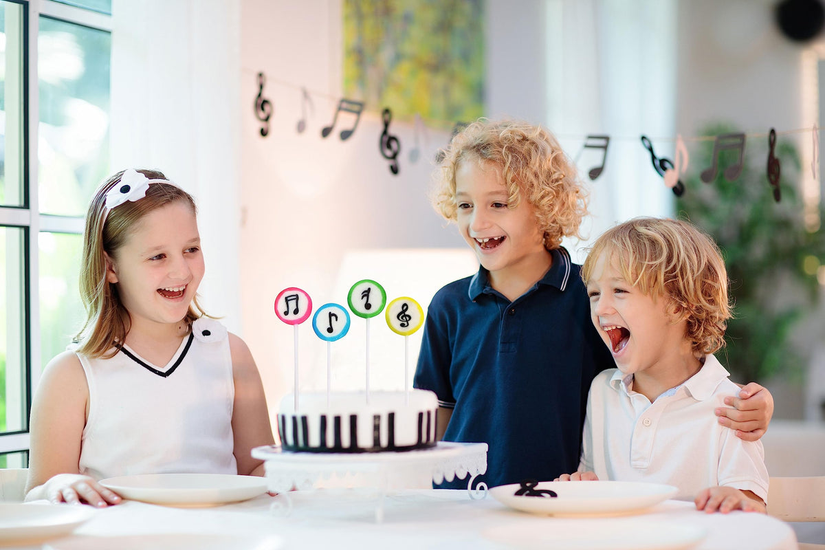 RBBZ Party close-up shows music-note candy design for celebrations.