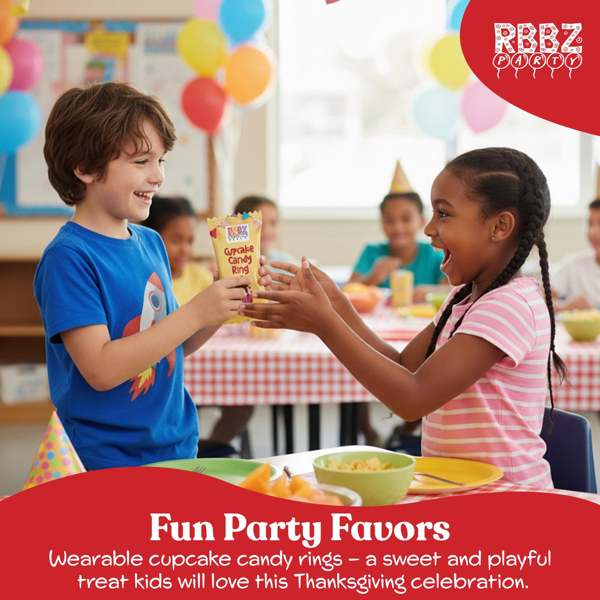RBBZ Party Cupcake Candy Rings on display — vibrant centerpieces for sweet tables.