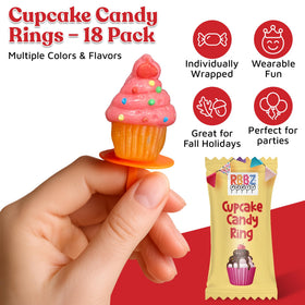 RBBZ Party Cupcake Candy Rings wearables on kids' hands — a fun party favor.