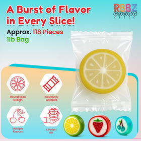 RBBZ Party kiwi flavor candy slices add color to treat tables.