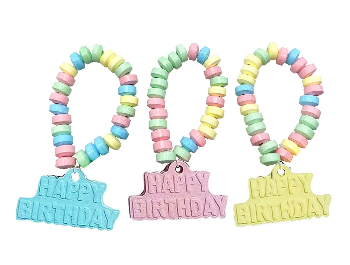 RBBZ Party Happy Birthday Candy Bracelets, 24-pack for kids party favors.