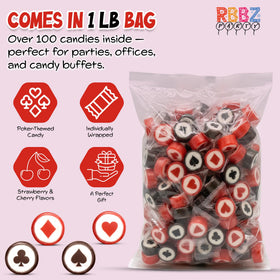 RBBZ Party party favor bags with bite-sized poker candies.
