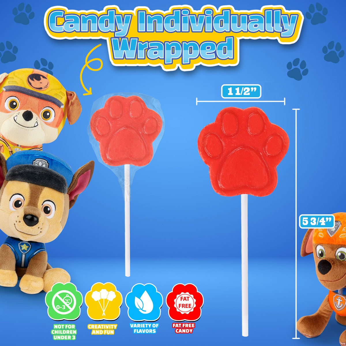 RBBZ Party Paw Lollipops open pack shows vibrant colors and flavor variety.