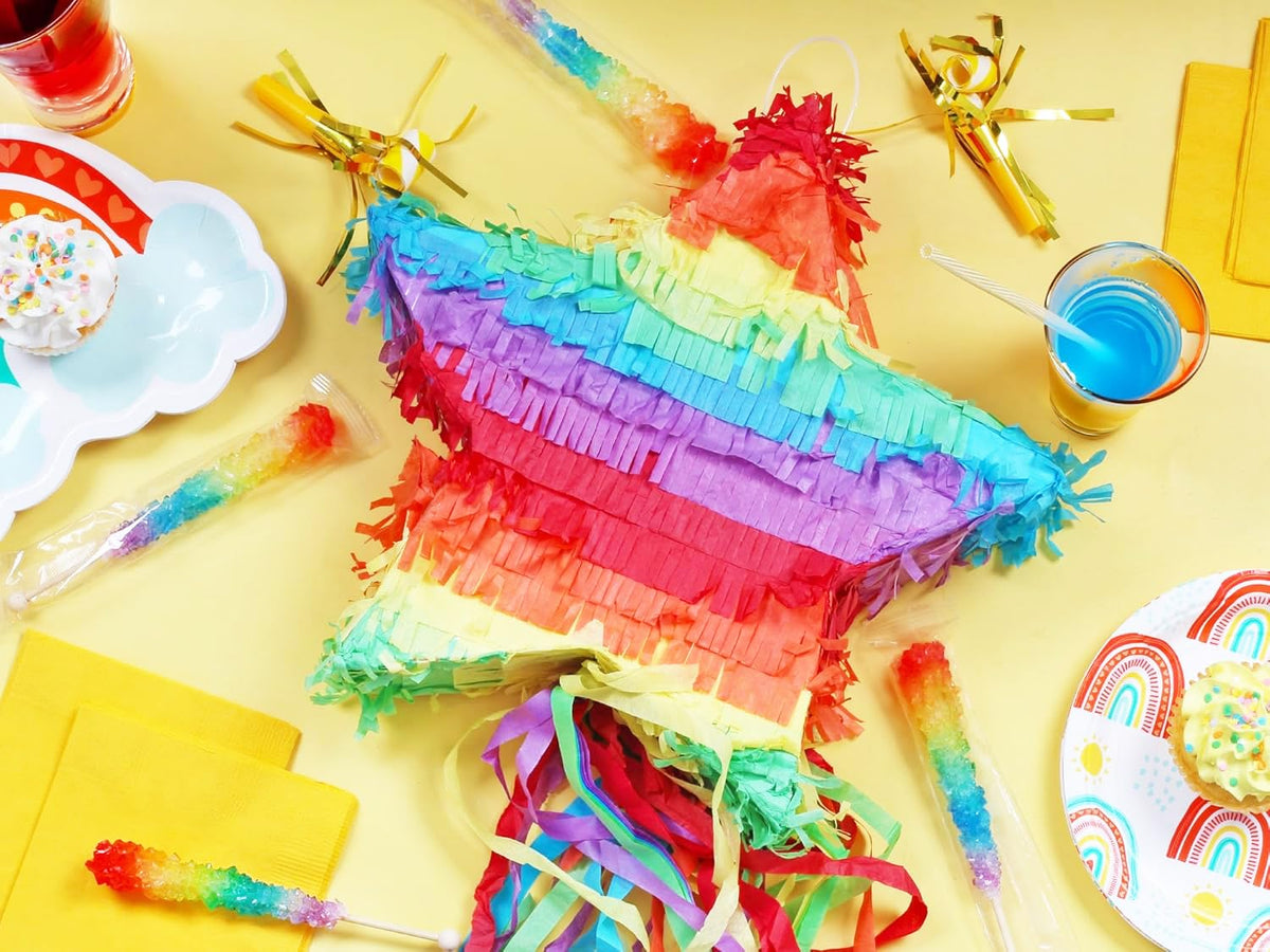 RBBZ Party Rainbow Rock Candy Stick arranged in a candy buffet appealing to kids.