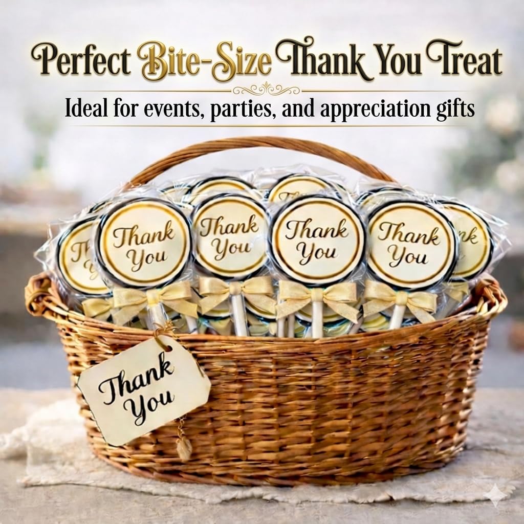 RBBZ Party swirl lollipops with gold bow closeup showing elegant guest-friendly design.