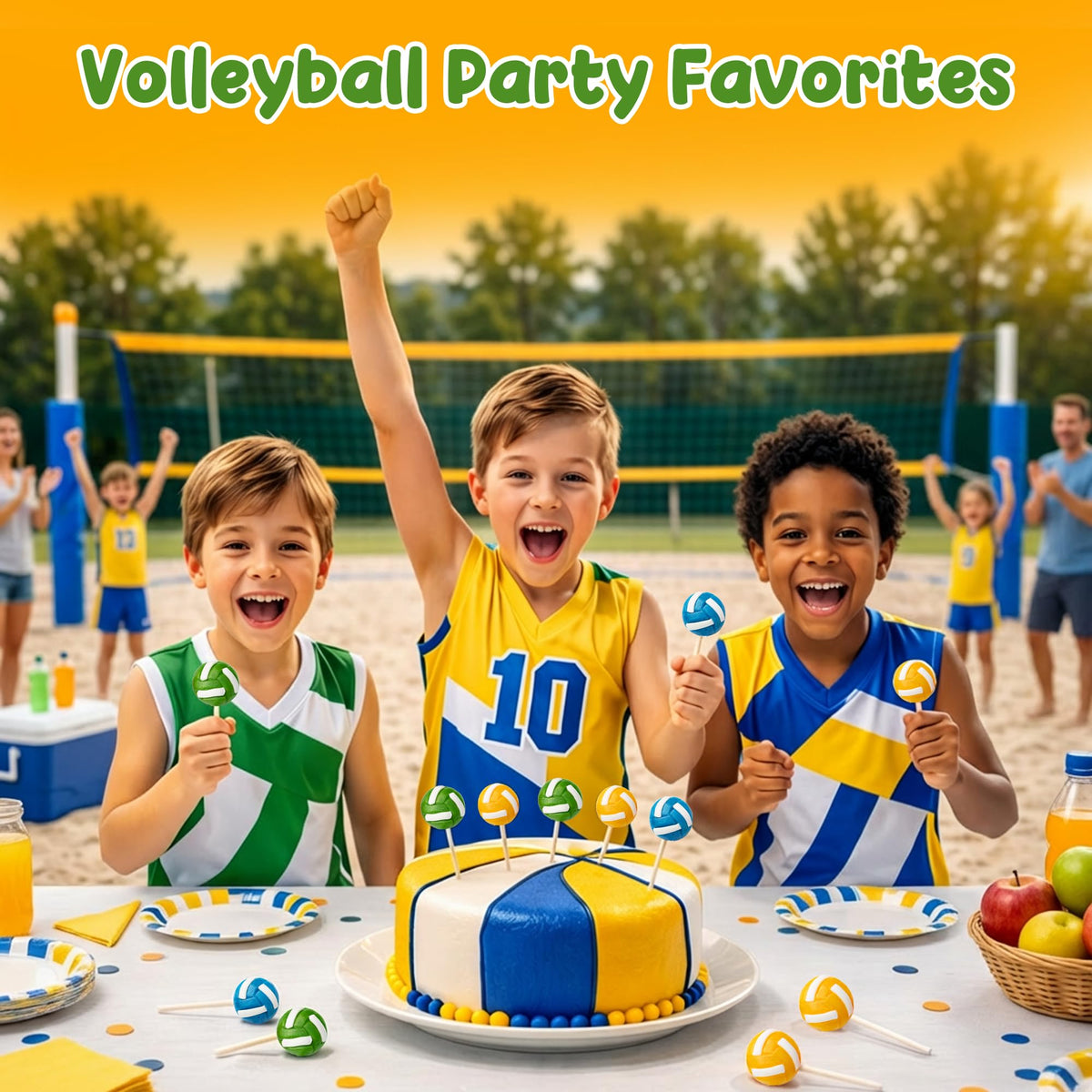 RBBZ Party Volleyball Candy Lollipops on display for colorful candy buffets.