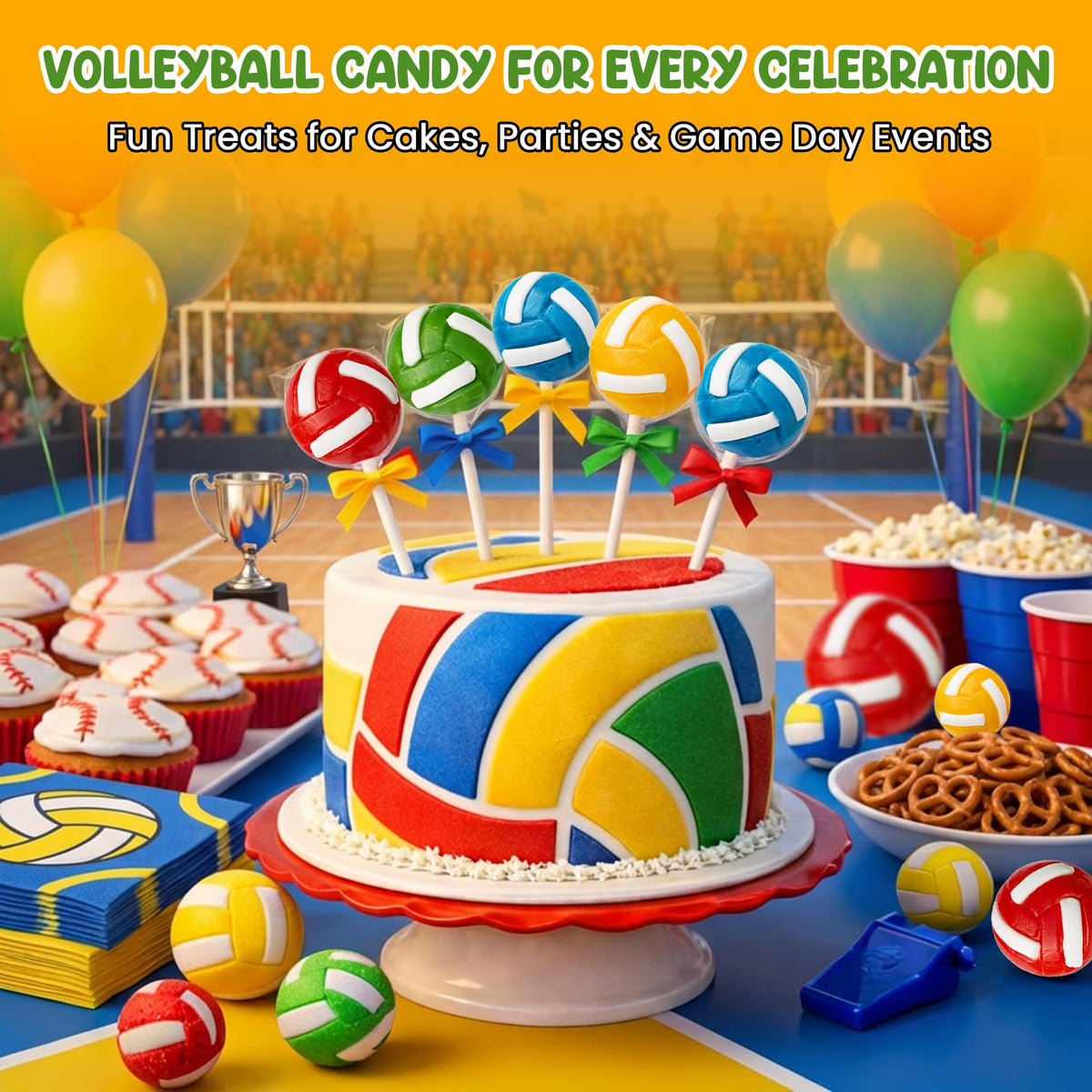 RBBZ Party Volleyball Candy Lollipops summer snacks for beach days.