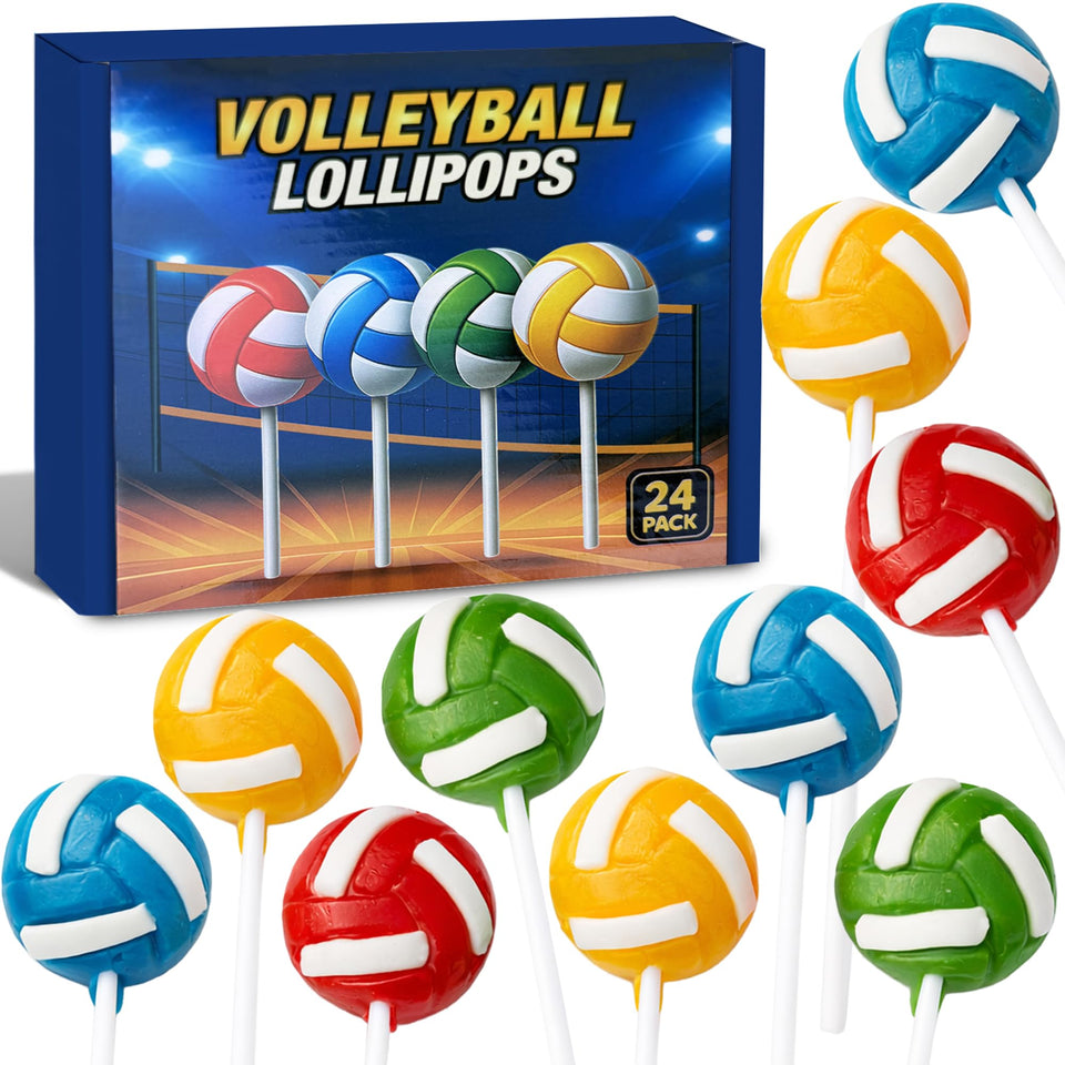 RBBZ Party Volleyball Candy Lollipops wrapped for freshness and easy sharing.