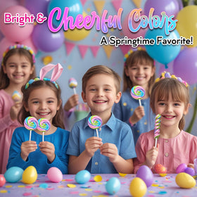 RBBZ Party birthday treats featuring pastel swirl lollipops for celebrations and photos.