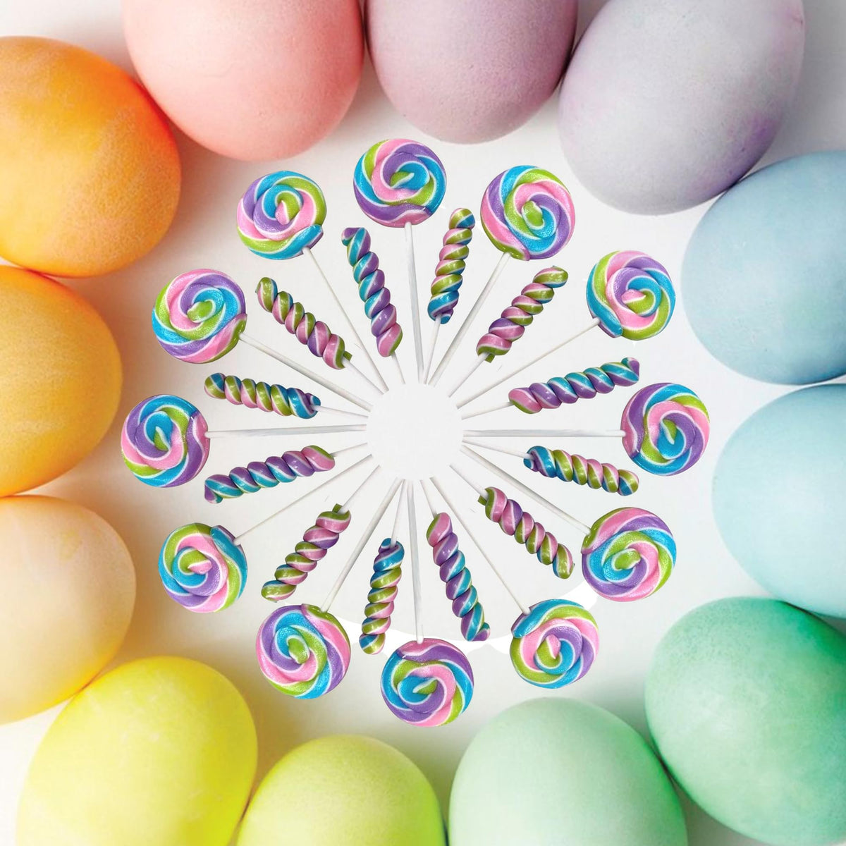 RBBZ Party pastel pack open view highlighting twelve swirl and twelve twist pieces.