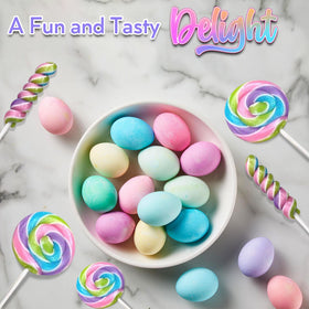 RBBZ Party spring candy pastel display closeup of swirl lollipops for photos.