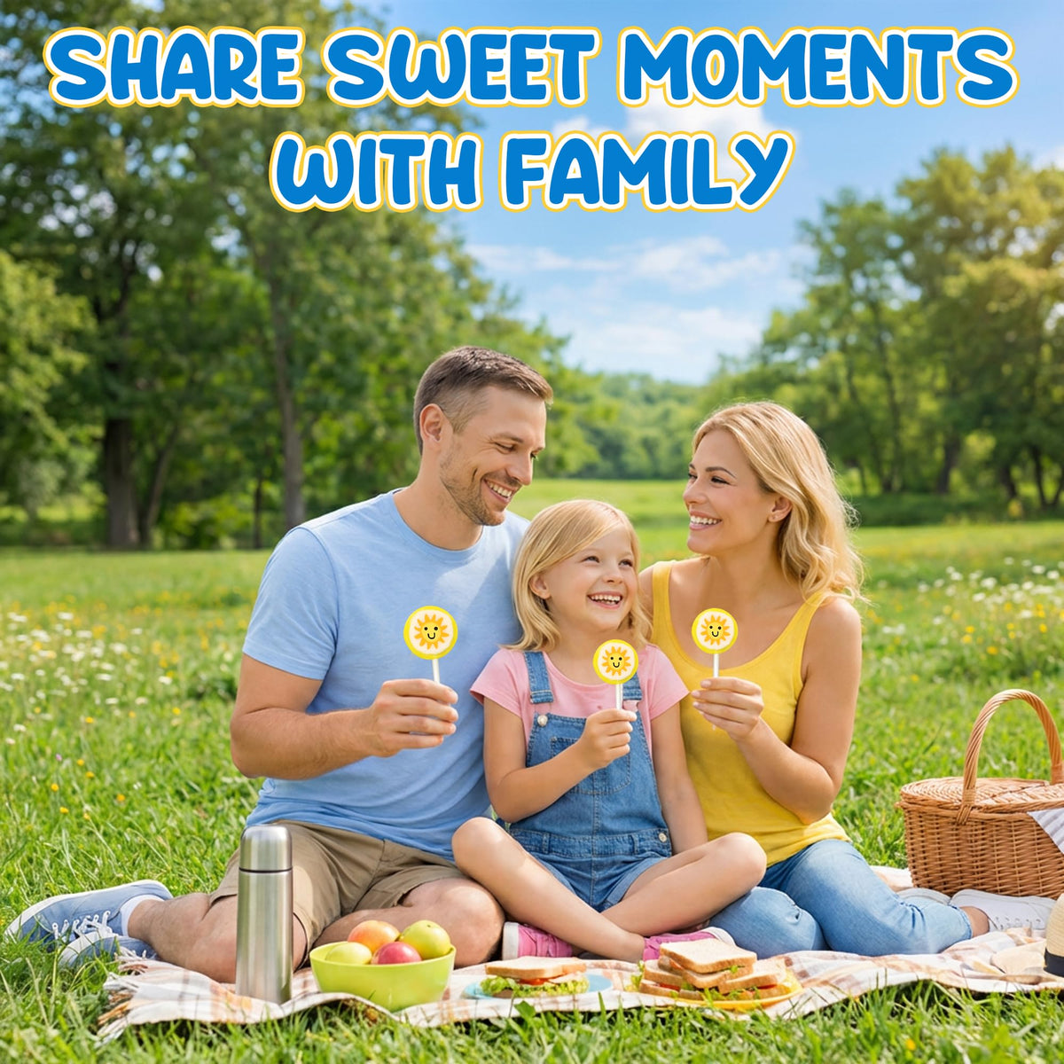 RBBZ Party Sun Candy Lollipops four-inch sticks provide durable handling.