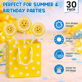 RBBZ Party Sun Candy Lollipops individually wrapped for convenient sharing.
