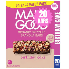 R&C Store Essentials Home Birthday Cake Drizzled Bars pack front view, gluten-free snack option.
