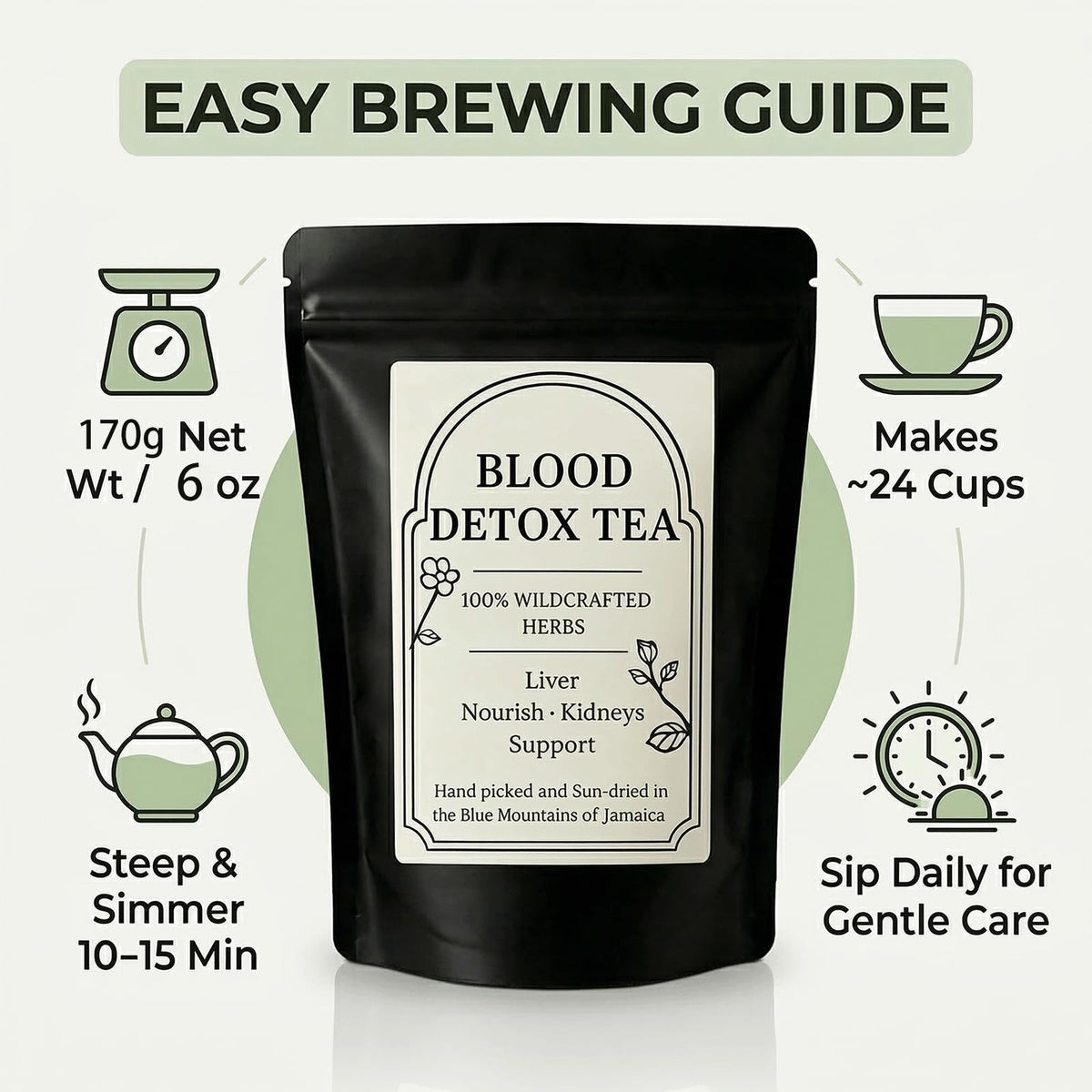 RCSCBC Blood Detox Tea Jamaica steeping cup releases natural aroma and soothing flavor