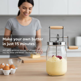 RDGDFONG Butter Churn Glass Jar Assembly for precise cream processing at home.