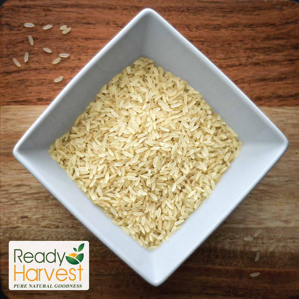 Ready Harvest Emergency Rice parboiled white can label shows USA-made quality for reliable storage.