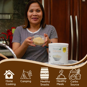 Ready Harvest Emergency Rice parboiled white cooking setup demonstrates fast rehydration.