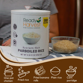 Ready Harvest Emergency Rice porridge presentation showcases versatile serving ideas.