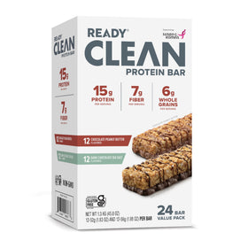 Ready Protein Bars box displays soft-baked texture for quick, satisfying snacking.