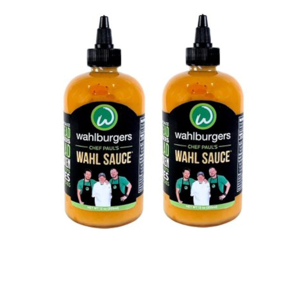 Ready Set Gourmet Wahl Sauce bottle being poured over burgers for creamy tang.