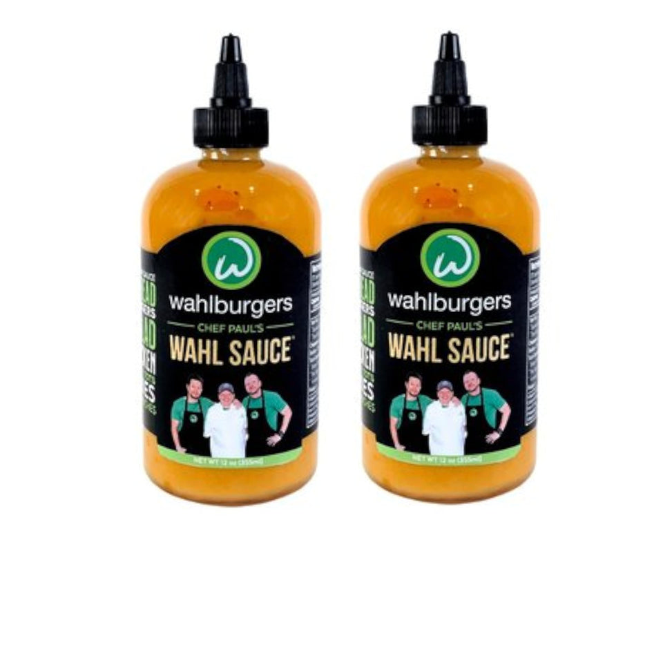 Ready Set Gourmet Wahl Sauce bottle being poured over burgers for creamy tang.