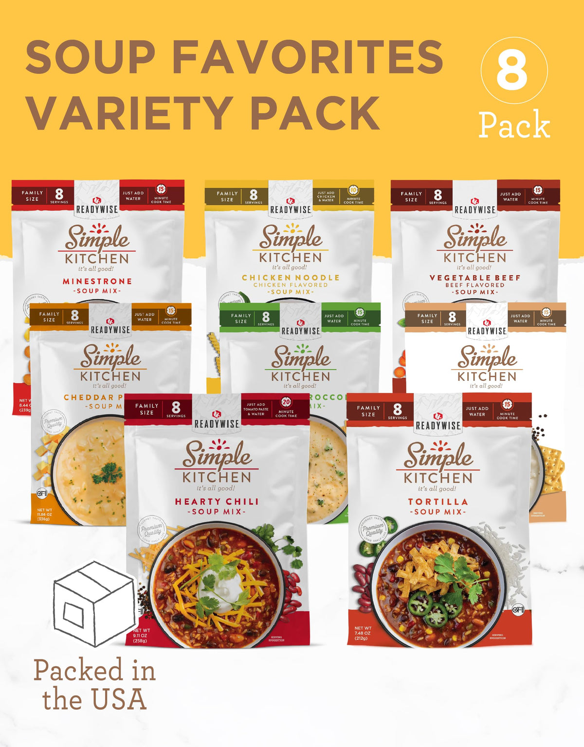 ReadyWise Pack Back Label Details Explain shelf-stable storage and serving directions.