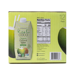 Real Coco organic label with USDA certification and no added sugars.