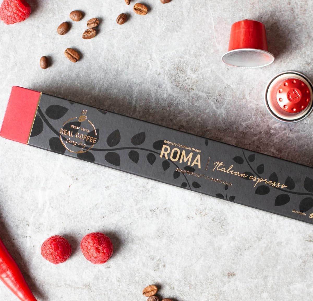 Real Coffee Espresso Verona dense crema detail suggests authentic Italian roast.