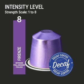 Close-up of Real Coffee Great Taste Decaf Firenze capsules in the aluminum pack