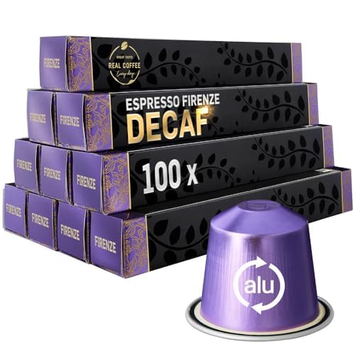 Real Coffee Great Taste Decaf Firenze pack showing aluminum capsules preserving freshness for Nespresso Original machines