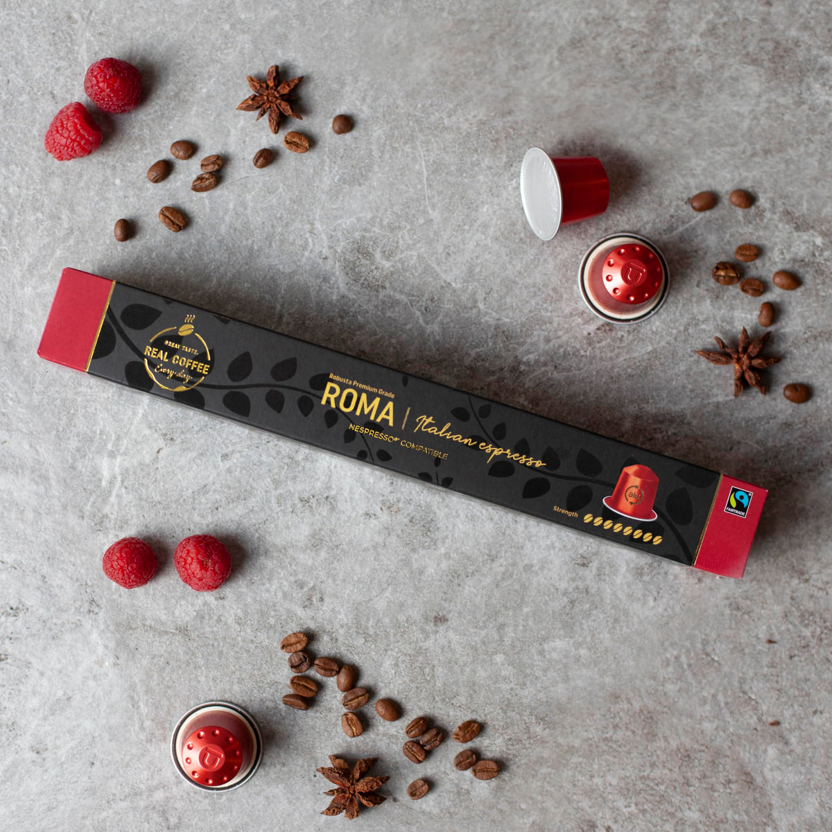 REAL COFFEE GREAT TASTE Nespresso Original balanced-mix capsules for versatile brews.