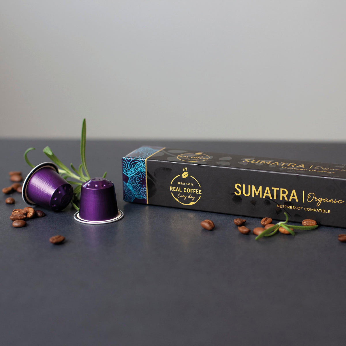 REAL COFFEE GREAT TASTE Nespresso Original cocoa-notes capsules with chocolate hints.