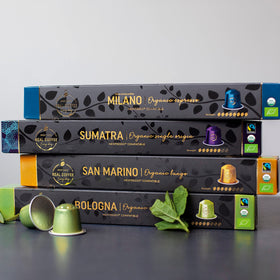 REAL COFFEE GREAT TASTE Nespresso Original moka-smooth pods with silky finish.