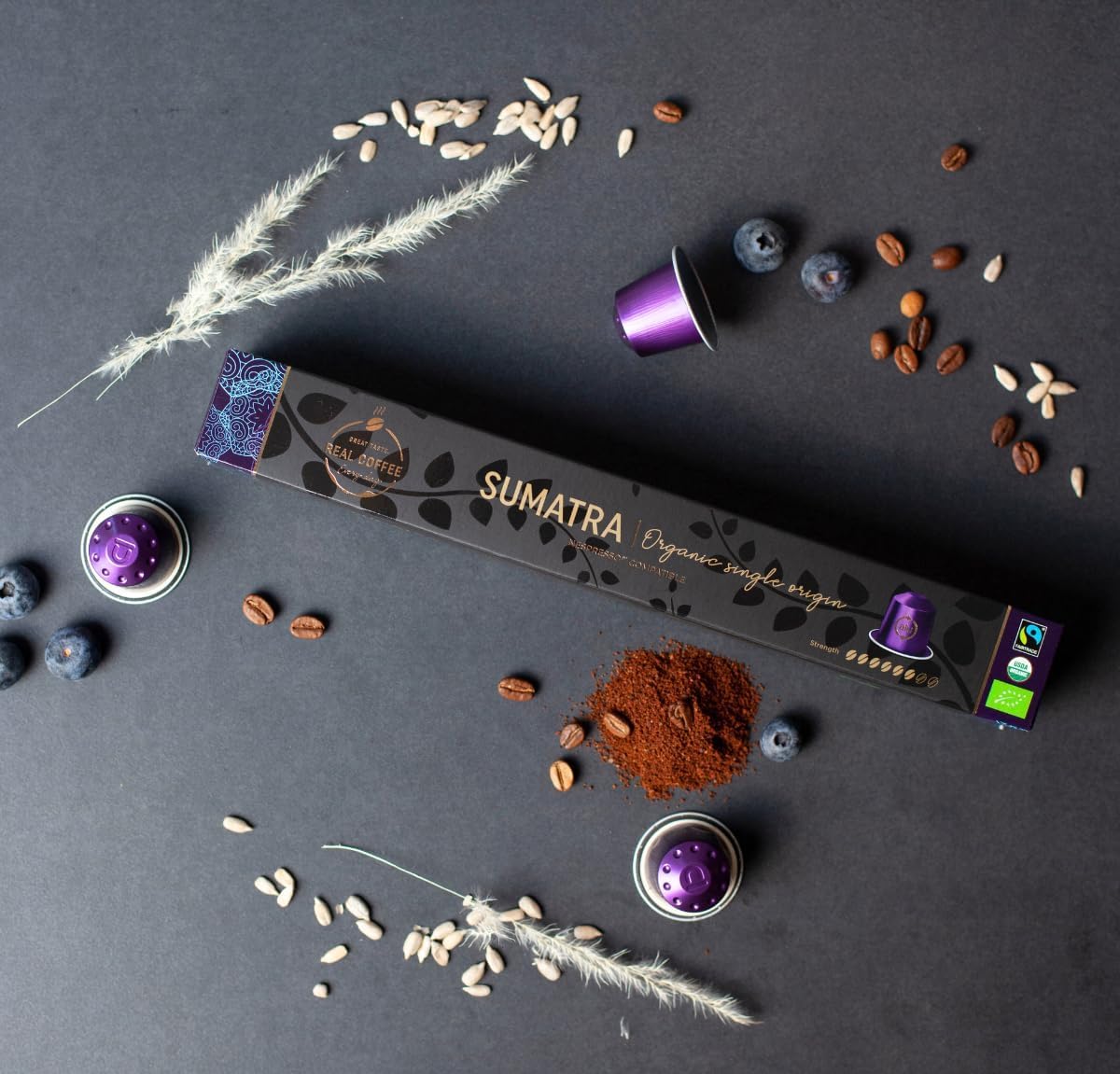REAL COFFEE GREAT TASTE. EVERY DAY Recyclable aluminum capsules for eco-conscious coffee lovers.