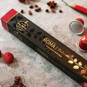 Roma aluminium capsule shows premium packaging ready for recycling.
