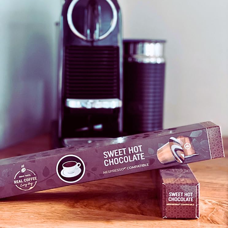 REAL COFFEE GREAT TASTE Sweet hot chocolate pods ideal for Café Mocha creations.