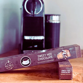 REAL COFFEE GREAT TASTE Sweet hot chocolate pods ideal for Café Mocha creations.