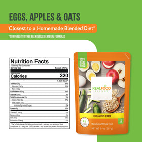 Real Food Blends pureed meal bottle demonstrating easy tube feeding administration