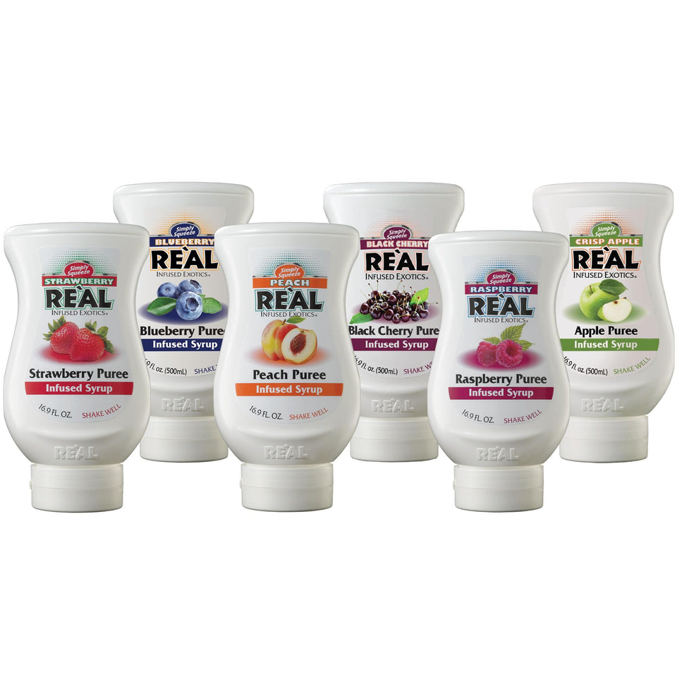 Reàl Fruit Infused Syrup strawberry bottle adds true strawberry flavor to cocktails