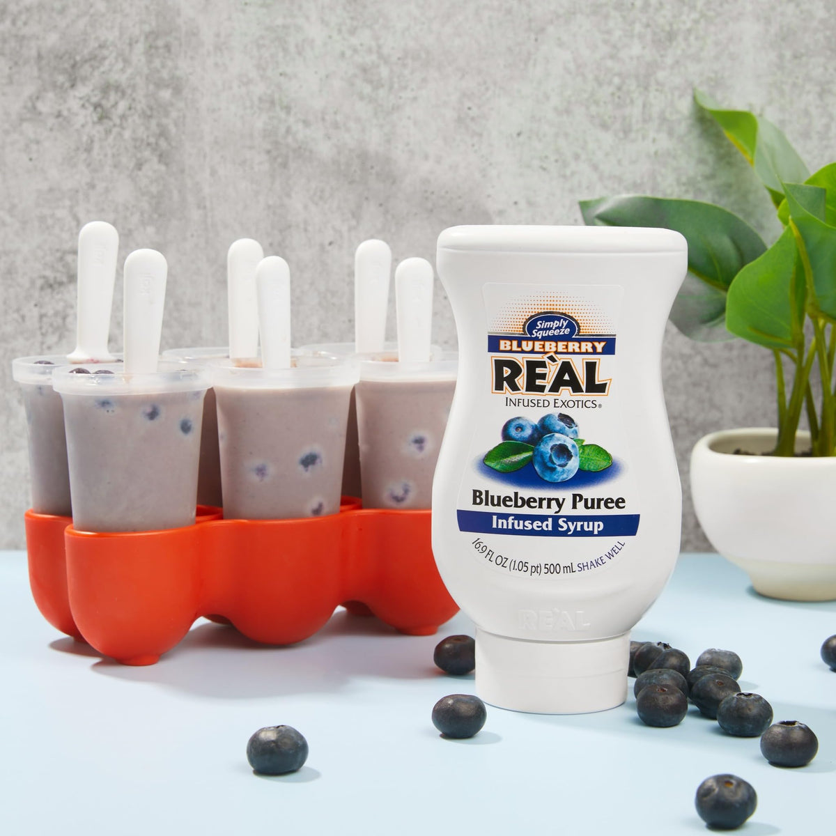 Frozen daiquiri prepared with Reàl Infused Exotics blueberry syrup