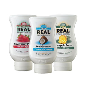 Reàl Infused Exotics Cream of Coconut bottle for tropical drinks and desserts